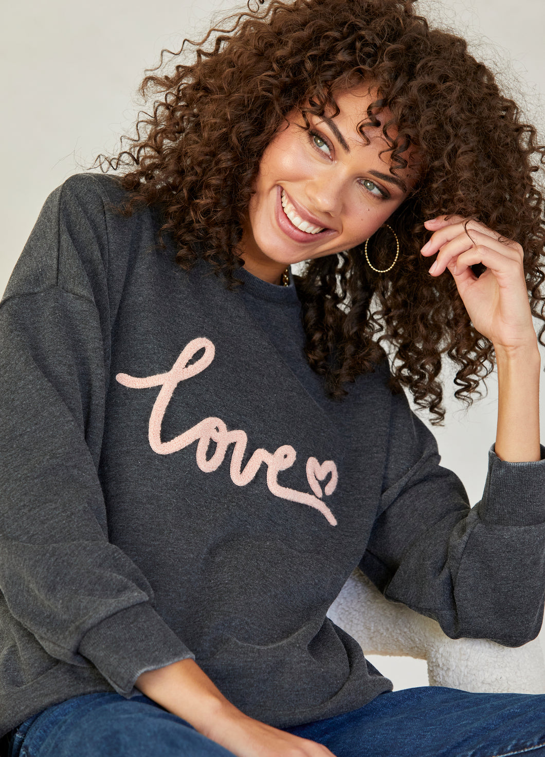 Chenille Graphic Sweatshirt - Love