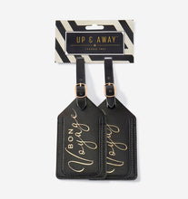 Load image into Gallery viewer, Bon Voyage - Black Luggage Tag Set
