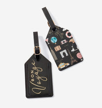 Load image into Gallery viewer, Bon Voyage - Black Luggage Tag Set
