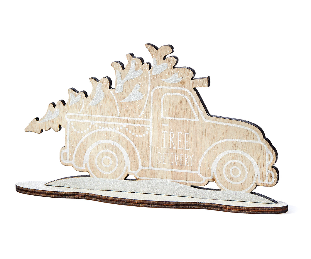 Wood Christmas Tree Delivery Truck Decor