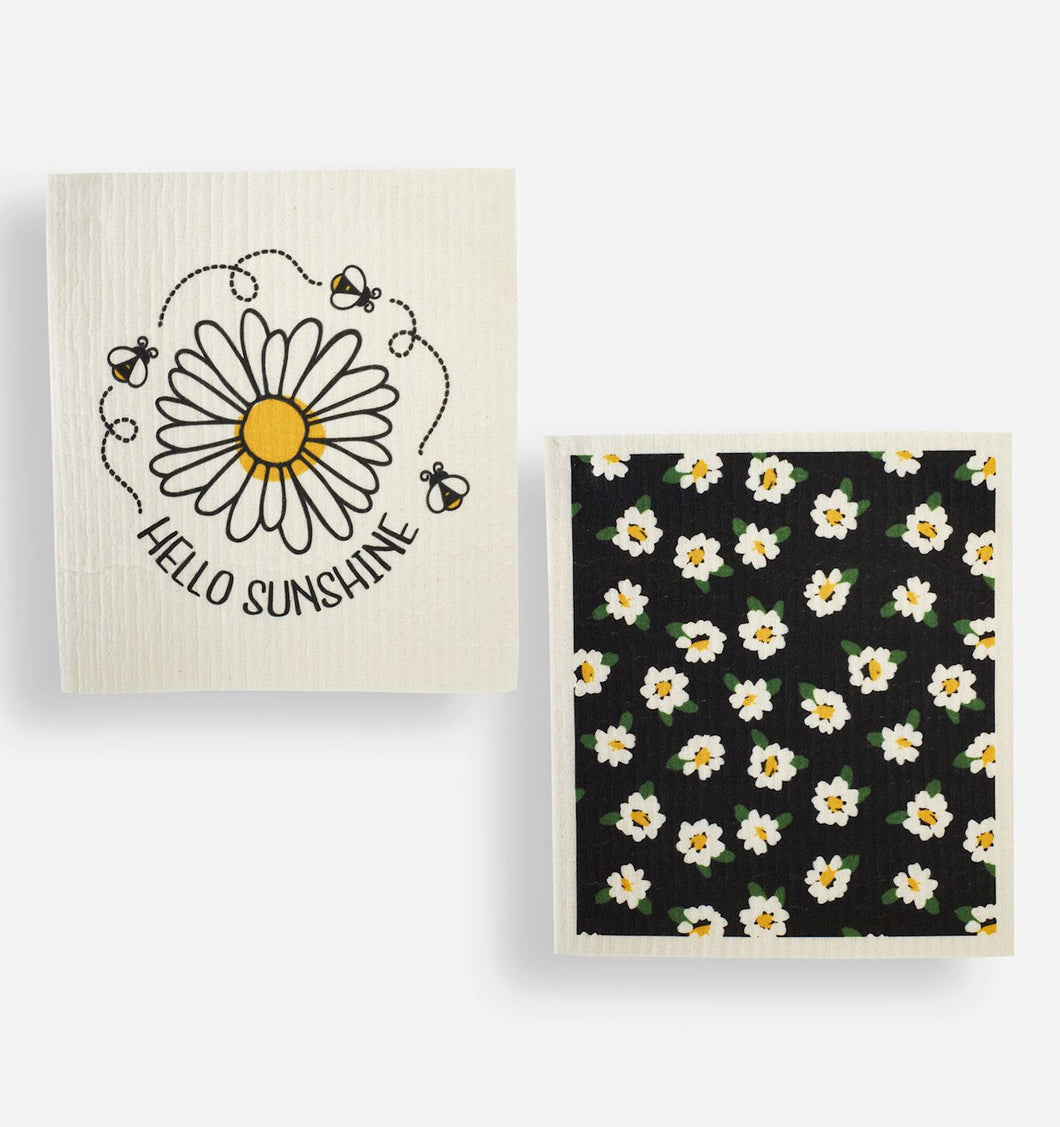 Reusable Dish Cloth Set of 2 - Daisy Flower