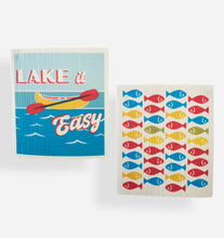 Load image into Gallery viewer, Reusable Dish Cloth Set of 2 - Lake Life Design
