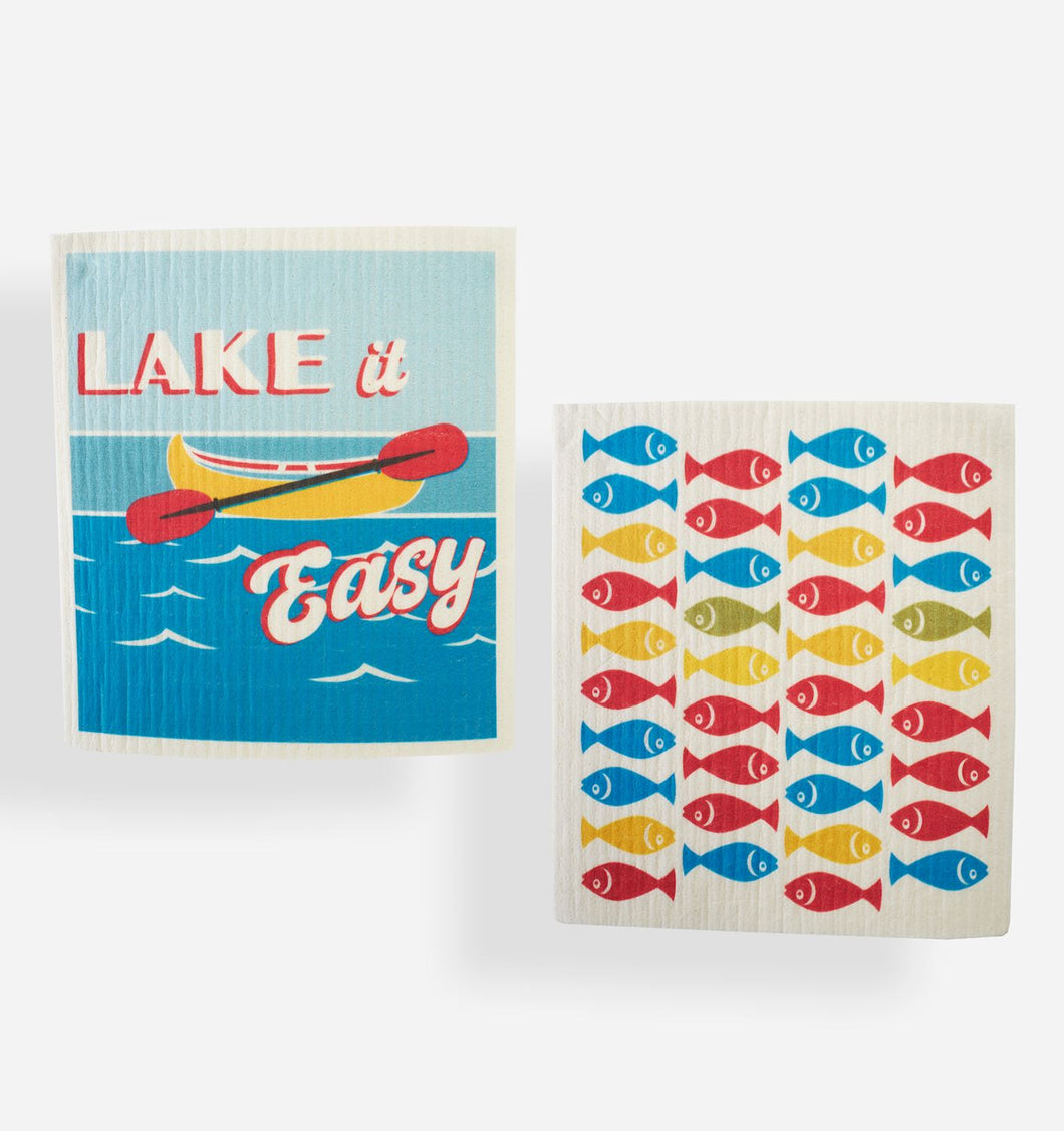 Reusable Dish Cloth Set of 2 - Lake Life Design