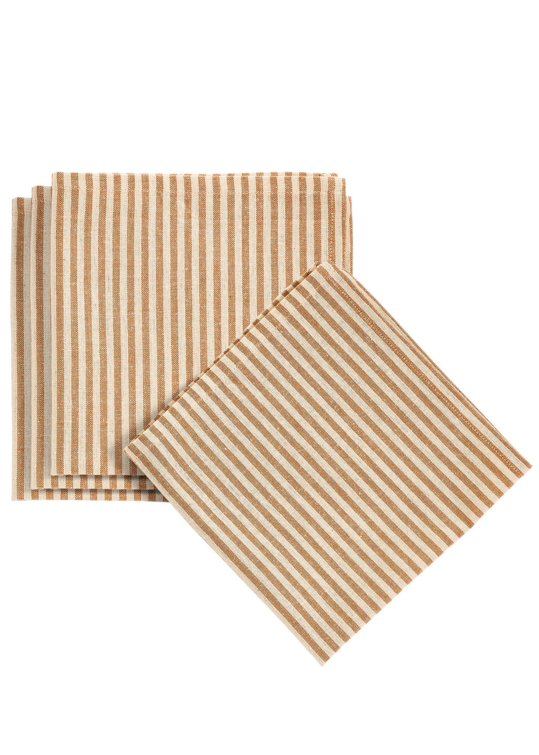 Napkin Set Cotton Stripes - Beige Rust