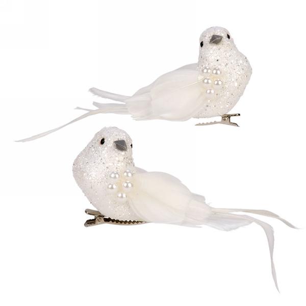 White Glitter Bird Clip