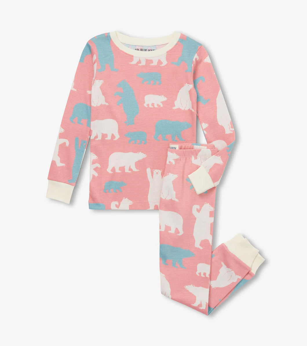 Pink Polar Bears Kids Pajama Set